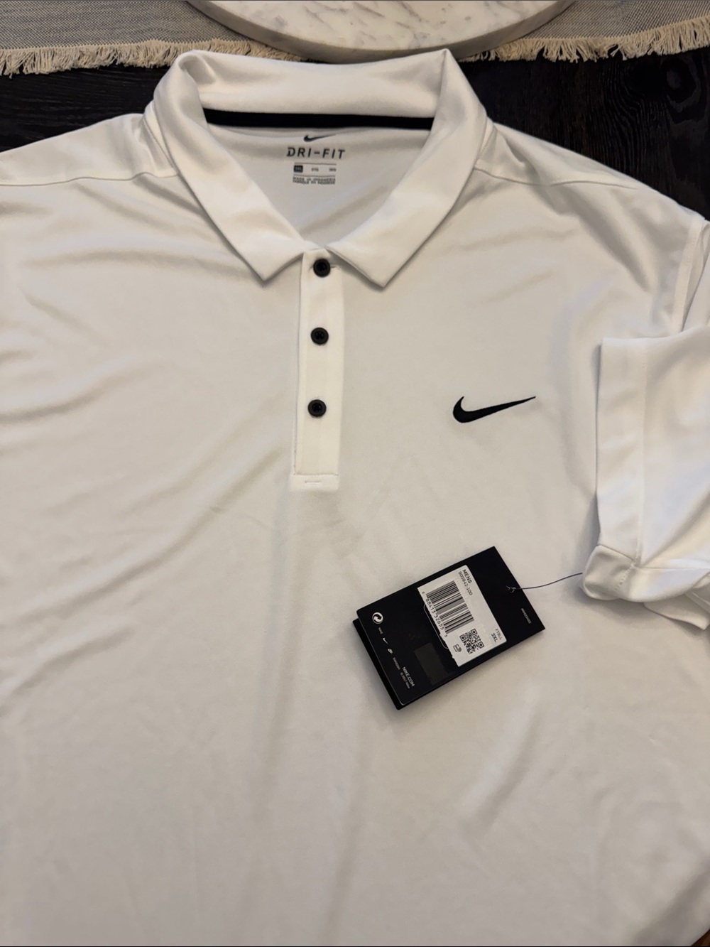 Nike Men’s Dri-FIT Golf Polo White with Black Swoosh